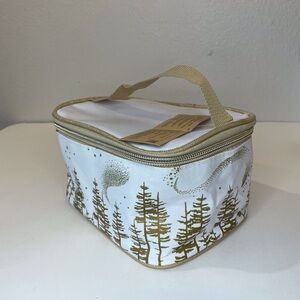 Yves Rocher NWT Women’s White Gold Tree Print Cosmetic Beauty Case Size 7”x5”